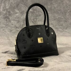 MCM Visetos Mini Dome Bag, Black Monogram